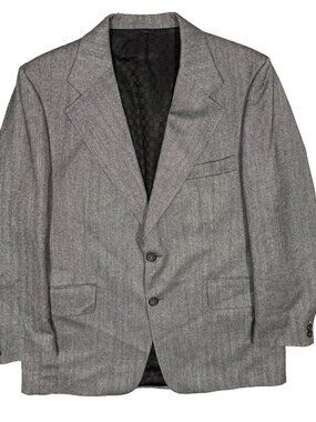Vintage Eaton Herringbone Blazer Wool Sport Coat Grey Canada 40R